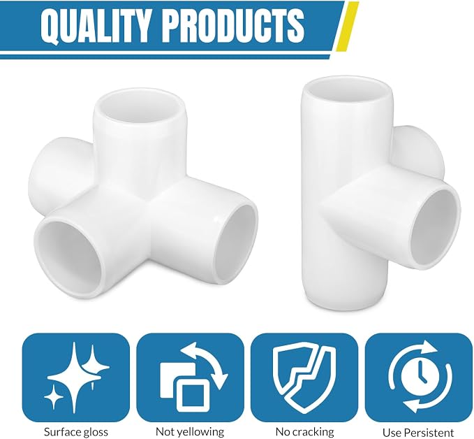 12 Pack 1 Inch 4Way PVC Fitting, Furniture Grade Pipe Elbow Connector - Image 5