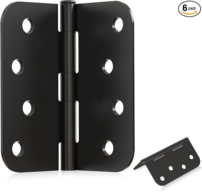 Black Exterior Door Hinges 4 Inch 6 Pack by AmzGod