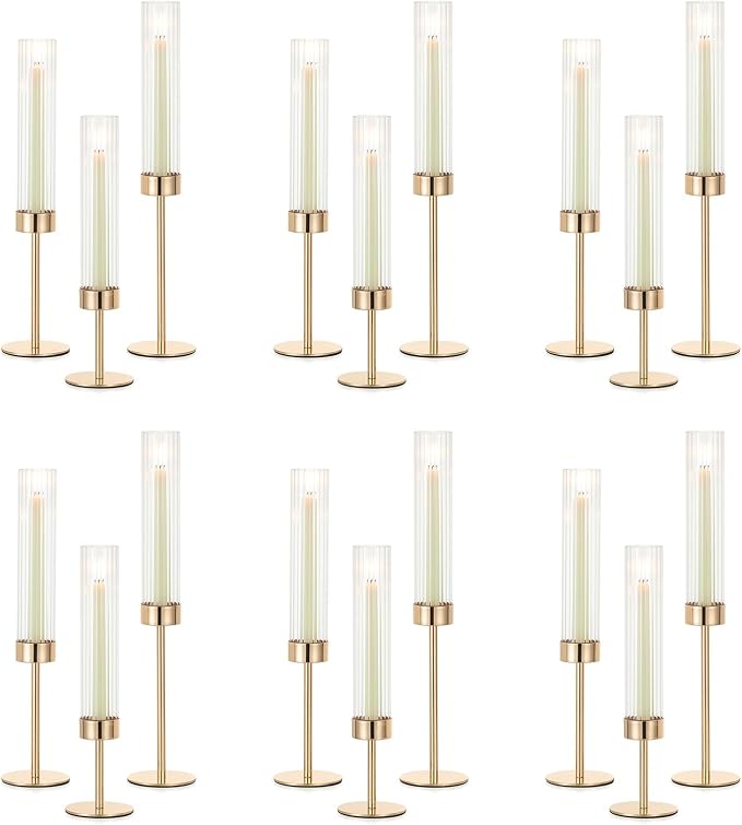 NUPTIO Hurricane Glass Candles Holder, Modern Candlestick Decor by Nuptio