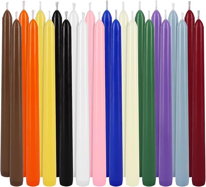 Howemon 24 Pack 10" Tall Colored Taper Candles, Dripless Unscented Colorful - Image 2