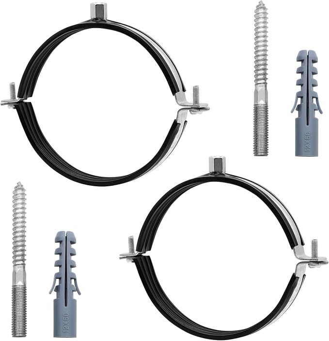 2 Pcs 6.3-6.5 Inch Split Ring Pipe Hanger, 159-166mm Heavy Duty Adjustable Pipe by AKIHISA
