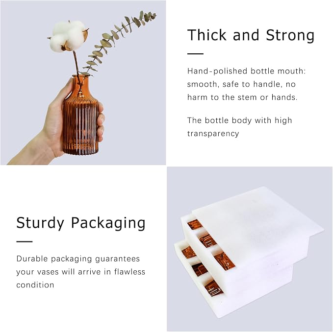 SUPMIND Glass Bud Vases Set of 12, Small Dark Brown Flower Vases in Bulk | - Image 6