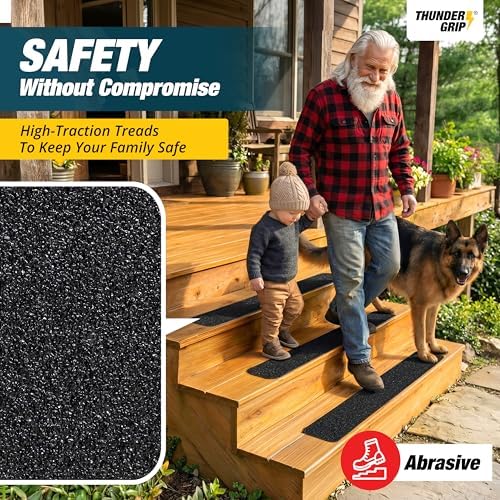 Outdoor Stair Treads Non-Slip 24" x 4" 8-Pack Waterproof 80-Grit Grip Tape - Image 2