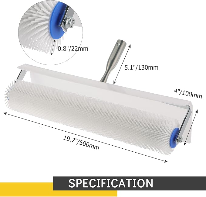 19" Spiked Screeding Compound Roller | 19"x 1" Remove Bubble Smooth Level - Image 3