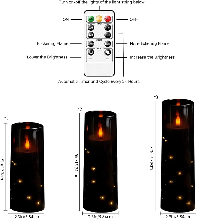 Flameless Candles, with Embedded Star String, Battery Operated Candles - Image 2