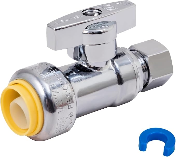 Straight Stop Valve, Water Shut Off Valve 1/2 Inch x 3/8 Inch Comp | 1/4 Turn by SUNGATOR