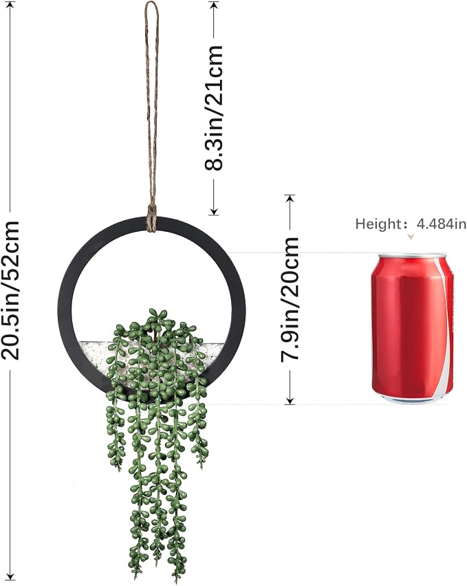 Boho Wall Decor, Indoor Hanging Planter Greenery Decor, Faux Succulent Wall - Image 3