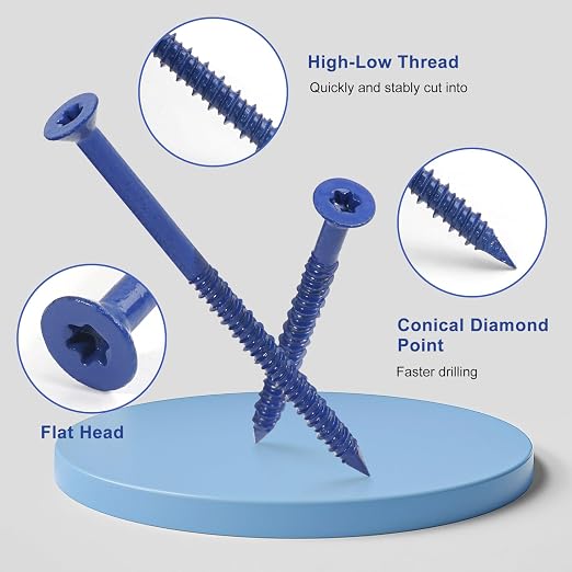 CHENGFIX Concrete Screws Kit, 5 Sizes, Flat Head, Torx Drive, - Image 2