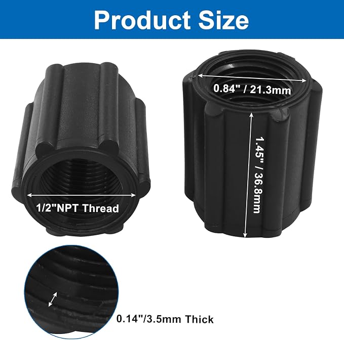 10 Pack 1/2 Inch Double Female Thread Joint PVC Coupling | Threaded NPT Coupling - Image 2
