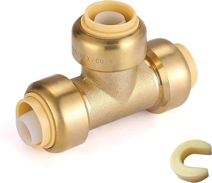 100PC HeSun 1/2" Pushfit Tee, Push to Connect Plumbing Fittings | Brass by HeSun
