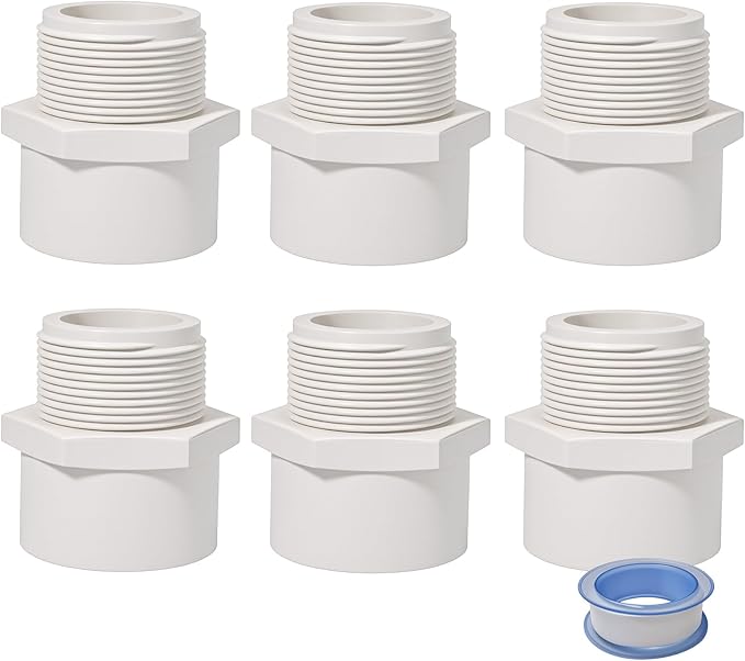 1 Inch Male Thread PVC Fittings White 2-Way PVC Pipe Coupling Adapter Connectors by JINUYYNA