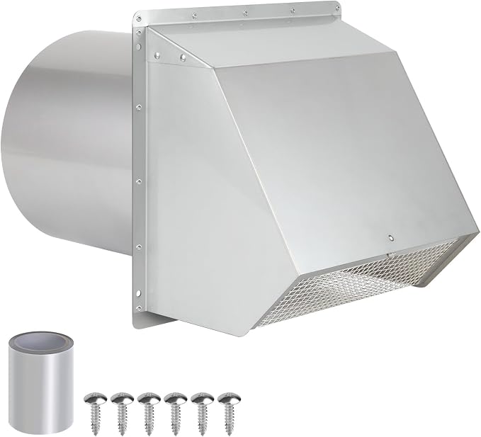 12 Inch Hooded Wall Vent with Screen and Damper, Outdoor Wall Exhaust Vent by JYINCPED