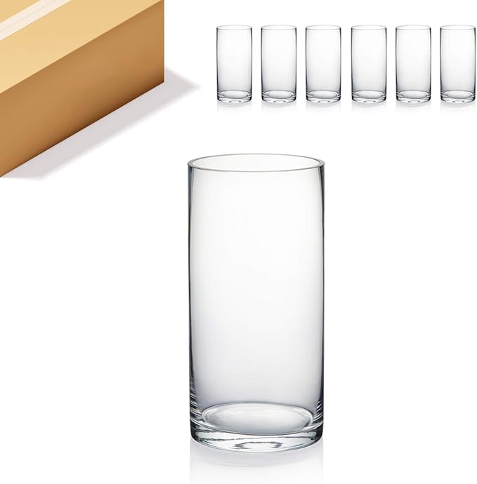 WGVI Quality Thick Weighted Clear Cylinder Glass Vases, Flower Arrangement by WGVInternational-OpusGlassware