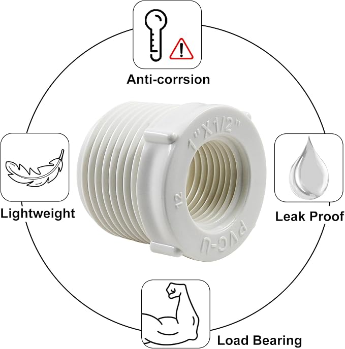 Litoexpe 10PCS 1" Male Thread to 1/2" Female Threaded PVC Pipe, Adaptor Coupling - Image 3