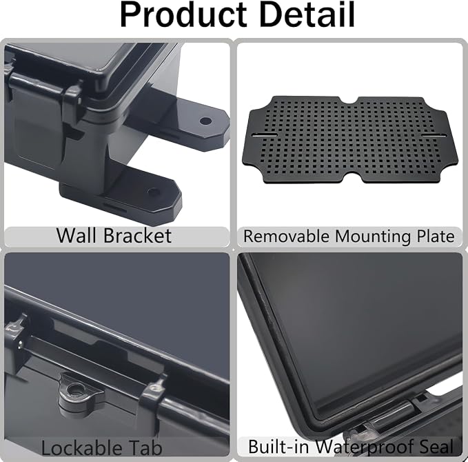 Junction Box, Hinged Black Cover IP67 Waterproof ABS Project Box - Image 4