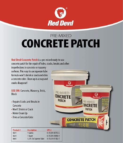 Red Devil 0644 Concrete Repair Patch, Cement Crack Fillter, 1 Quart, Made in USA - Image 2