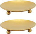 YYaaloa 2 Pack Gold Decorative Iron Plate Candle Holder 4.33'' Candle Stand by YYaaloa