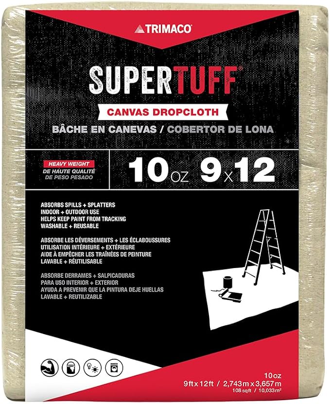 Trimaco 51121 SuperTuff Drop Cloth, 9-feet x 12-feet, 108 Sq Ft by Trimaco