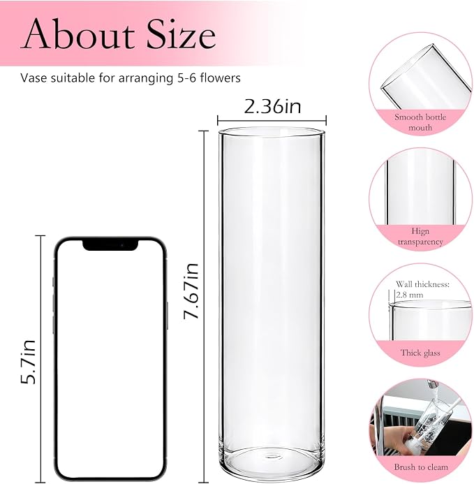 Brajttt16 Pack Glass Cylinder Vase, Hurricane Vase Ideal - Image 2