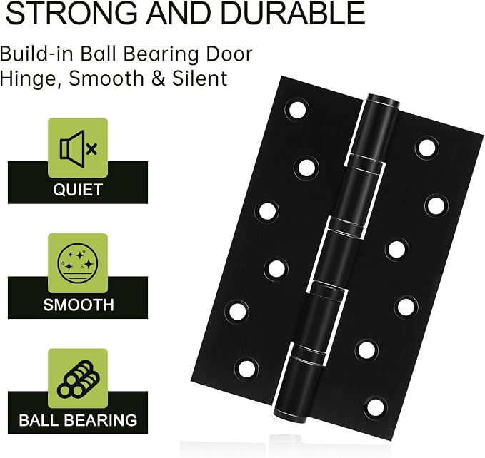 3 Pack Black Door Hinges 6 Inches Ball Bearing Hinges Heavy Duty Stainless - Image 5