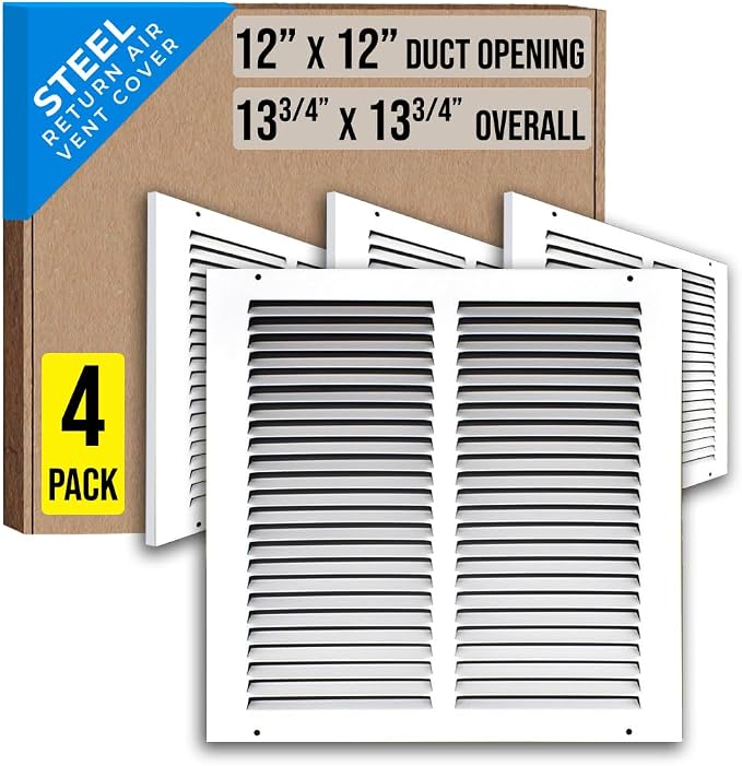 Fits 12x12 Duct Opening | Steel Return Air Grille by Handua | Vent Cover Grill by Handua