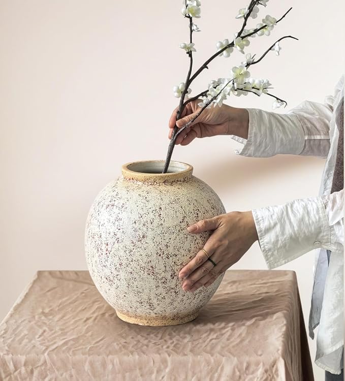 Large Ceramic Vase, 10.8" H, Round & Tall, Indoor Table Living Room Decor - Image 7