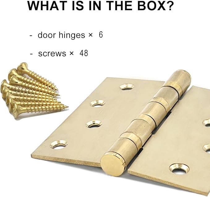 VOLUKA 6 Pack Stainless Steel 4'' Door Hinges - Image 3