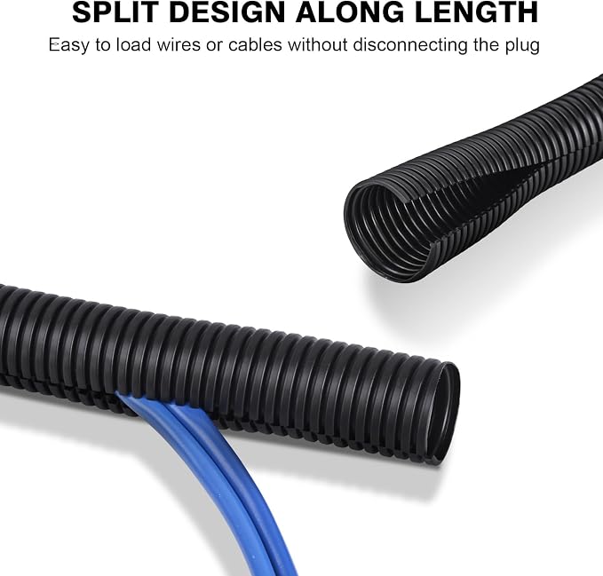 25FT - 1/2 Inch Split Wire Loom - Black | Easy to Install - Image 2