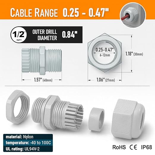 Strain Relief Nylon Cord Grip Cable Glands - Image 5