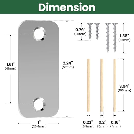 2 Pack Door Hole Cover Plate 1" x 2-1/4" Round Corner Deadbolt Strike Plate | - Image 4