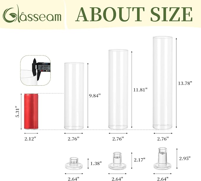 Glasseam Hurricane Taper Candle Holders: 3 Pcs Glass Candlestick - Image 5