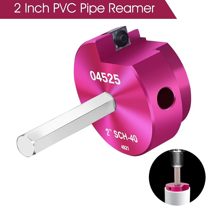 PVC Fitting Saver 2Inch Head, PVC Pipe Reamer w/ 3/8-Inch Hex Shaft | 2" PVC - Image 3