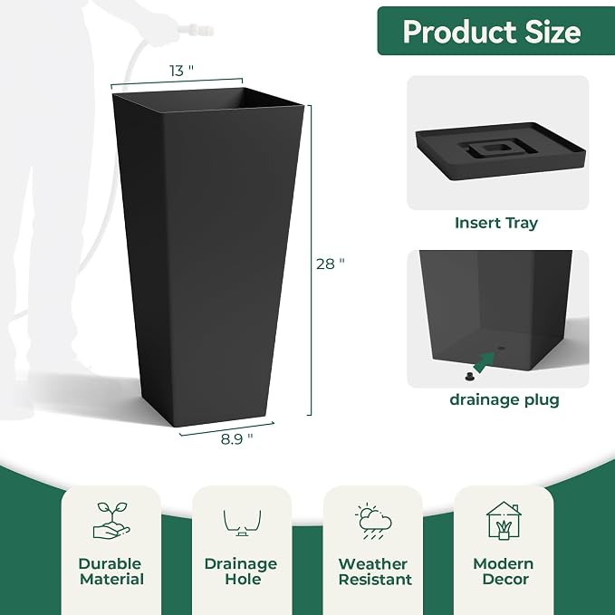 Worth Garden Large 28 in.Tall Planters Set of 2 - Image 4