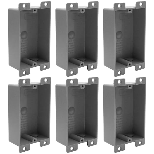 HXH 1-Gang Old Work Shallow Outlet Box, 8 Cu in, ETL Certified, 6 Pack | PVC by HUIXHAO