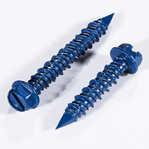 Wensilon 1/4 "* 1-1/4" Slotted hex Head Concrete Screw Anchor Blue hex Head - Image 4