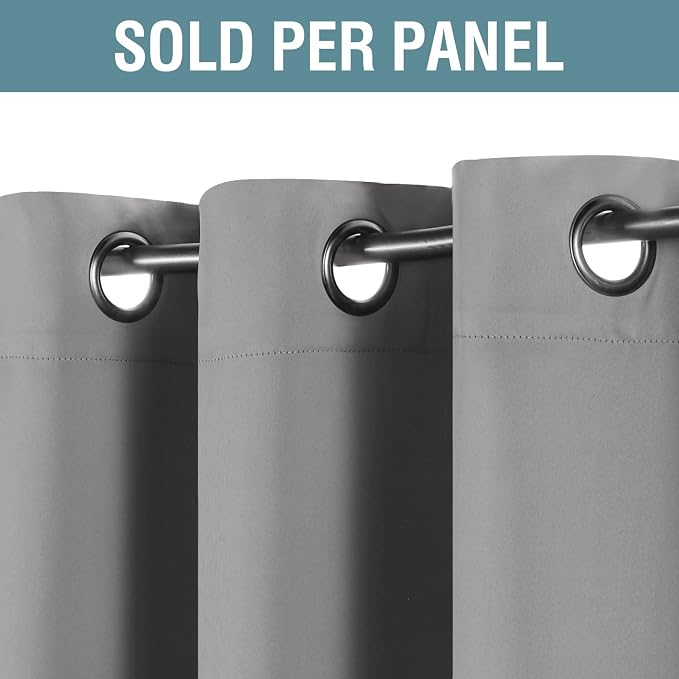 H.VERSAILTEX Blackout Grey Curtains 63 Inch Length Curtains - Image 2