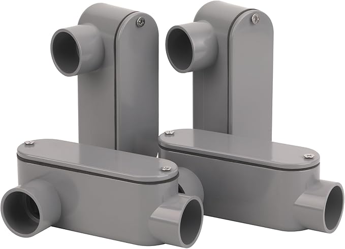 4Pack 1 Inch Rigid PVC Conduit Body Type LR, Slip x Slip PVC Conduit Bodies LR by CKVIHAV