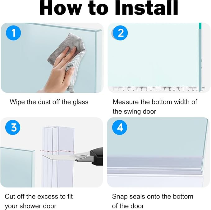 36" Shower Door Bottom Seal for 3/8" Frameless Glass Pivot Door | Easy to Cut - Image 7
