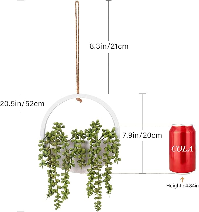 2pcs Artificial Succulents Hanging Plants 12.2'' Fake String of Pearls in Pot - Image 8