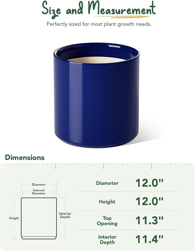 LE TAUCI 12 Inch Pot for Plants, Ceramic Planters for Indoor Plants, - Image 4