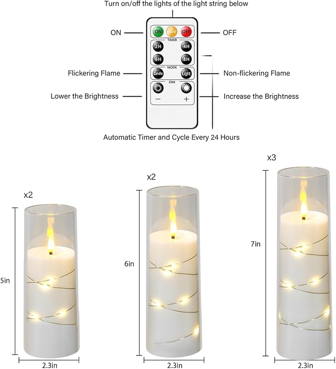 Flameless Candles, with Embedded Star String, Battery Operated Candles - Image 2