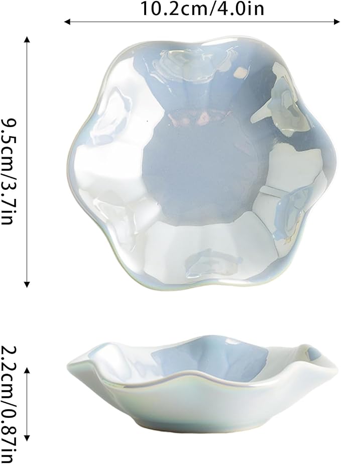 Iridescent Blue Jewelry Dish Tray, Pearlescent Glaze Ring Dish, Ceramic Trinket - Image 8