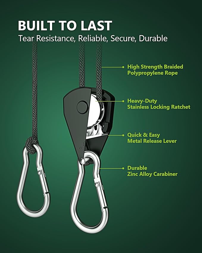 4-Pack 1/8" Rope Hanger, Heavy Duty Ratchet Tie Down Strap | Reinforced Metal - Image 3