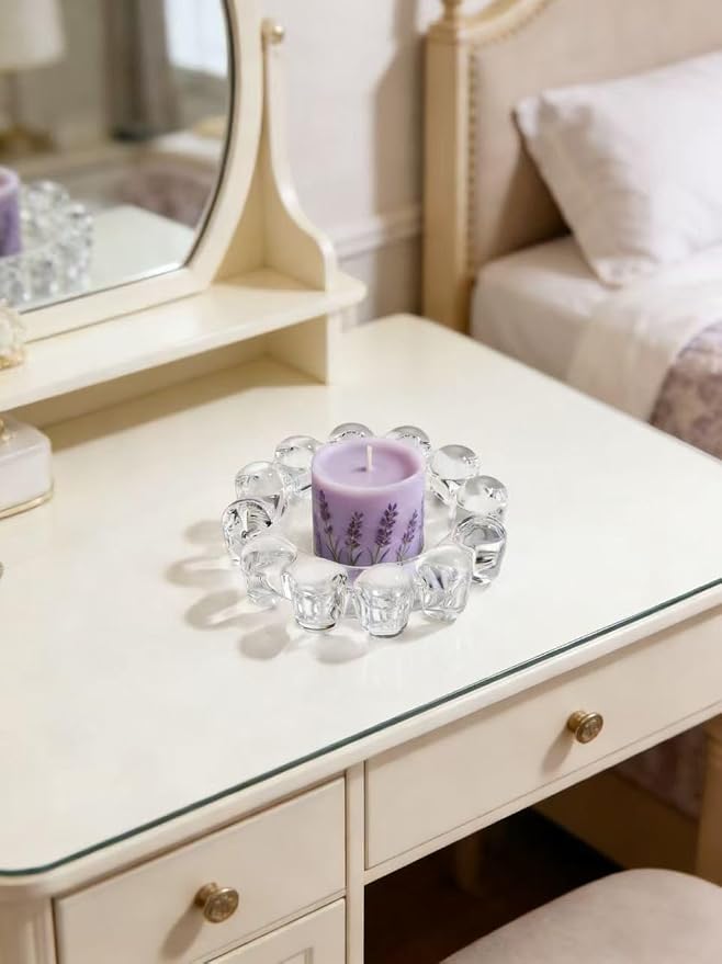 Chic Clear Bubble Glass Candle Dish – Modern Clear Glass Candle Holder - Image 5
