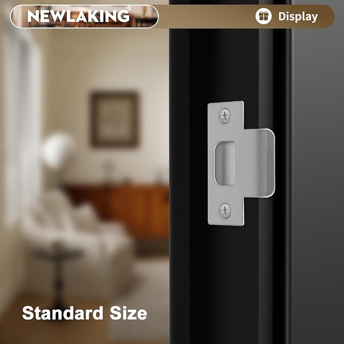 T-Shape Door Strike Plate, Satin Nickel, 2-1/8'' Hole Spacing | Door Frame - Image 6
