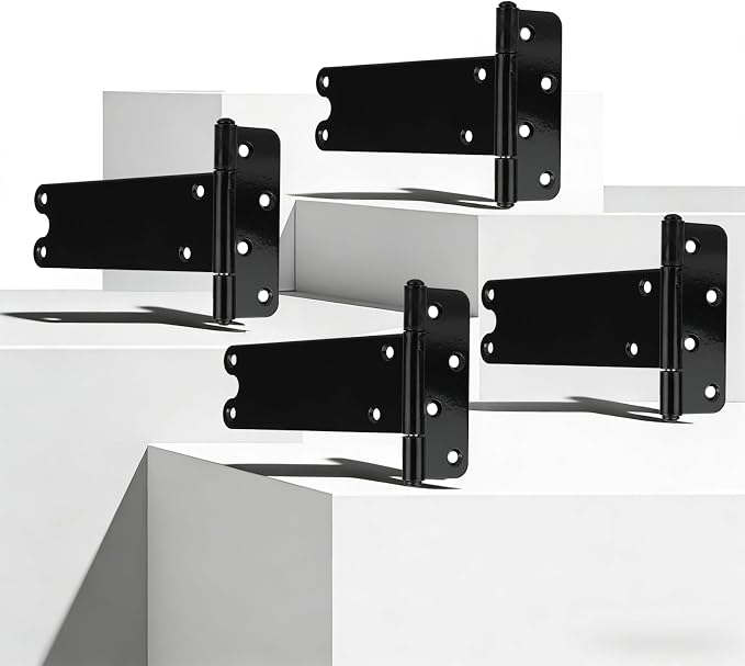 6 Pack 8” Heavy Duty Gate Hinges, 300 Lbs Capacity Black Door Hinges | T Gate - Image 6
