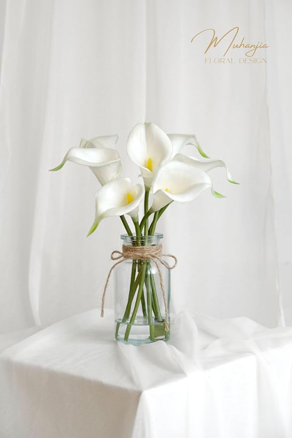 Muhanjia Artificial Flowers Calla Lily in Glass Vase - Image 4