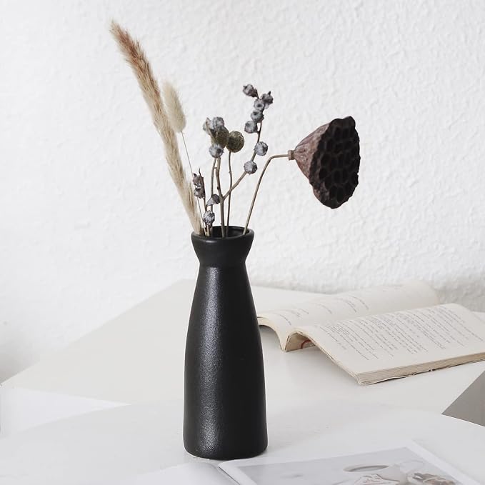 CEMABT Black Ceramic vase Set-3 Small Flower vases - Image 8