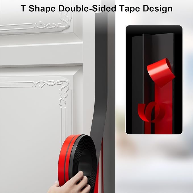 Elvone T-Shaped Weather Stripping Seal, 1.97 in x 20 ft | Flexible door seal - Image 3