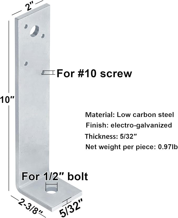 4 Pack Heavy Duty L Concrete Bracket, Post Floor Anchor - Image 2